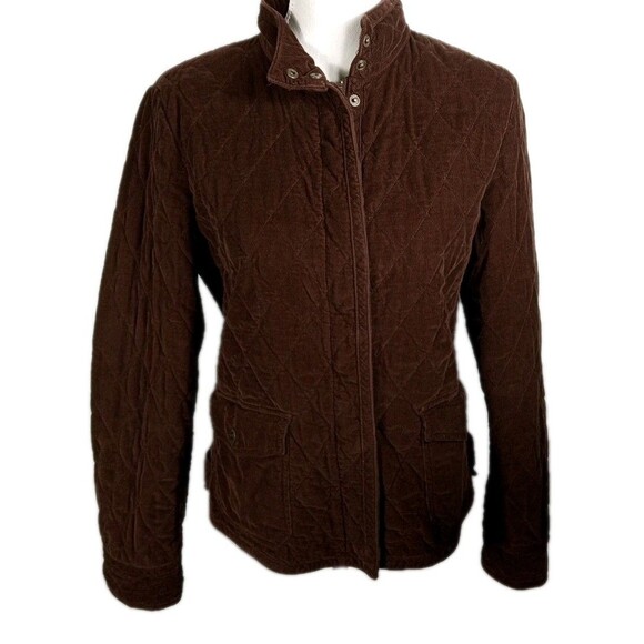 EDDIE BAUER Quilted Corduroy Jacket Chocolate Brown Womens M Academia Heritage - Picture 1 of 7